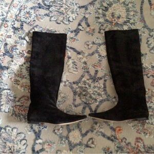 STAUD Black Flat  Knee High Suede Boots Sz 7